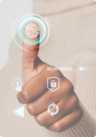 Image showing the scanning of the thumb for user authentication